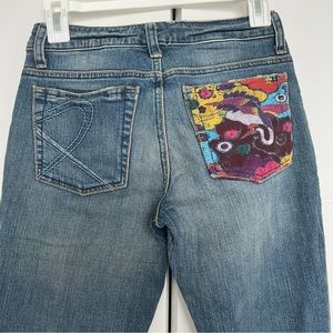 Pure Color Embroidered Jeans